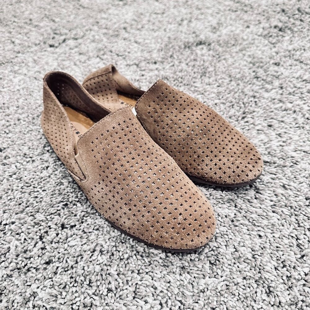 Lucky Brand Brown Carthy Suede Loafer Perforated Casual Slip On Shoe Size 8.5
